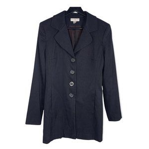 Vintage 90s Bebe Black Double Pin Stripe Longline Blazer Medium